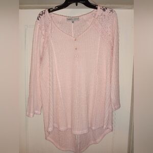 Women's Pink Top with Lace Detail